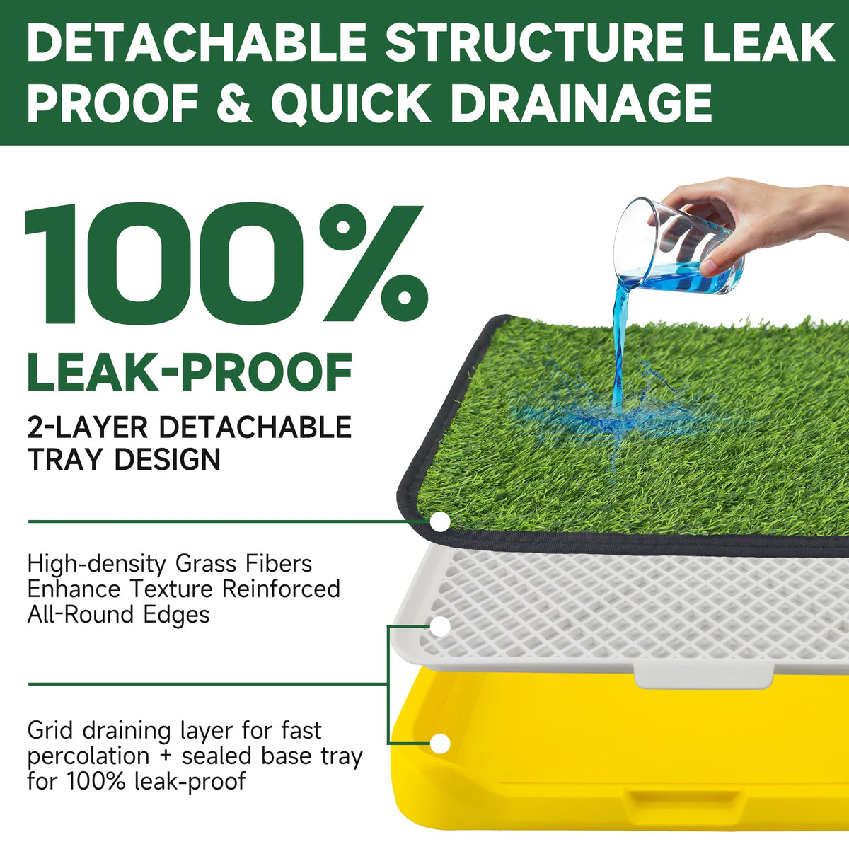 2 Pack 18"x14" Artificial Dog Grass Potty Pad with Tray D67315