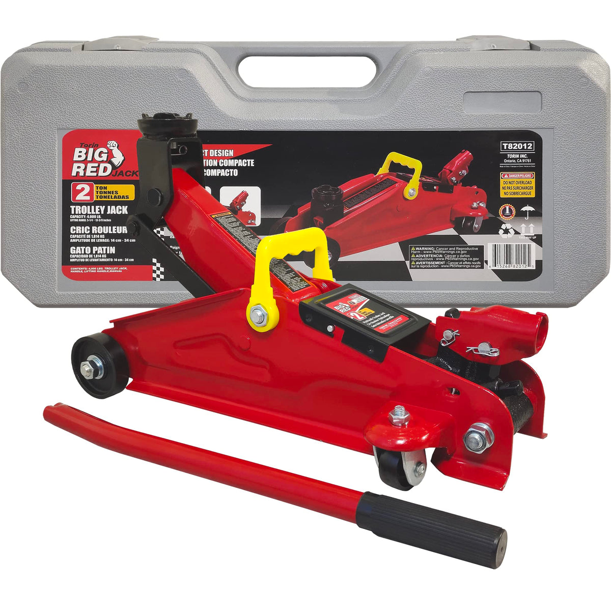 2 Ton Hydraulic Trolley Floor Jack with Carrying Case, Red R69241