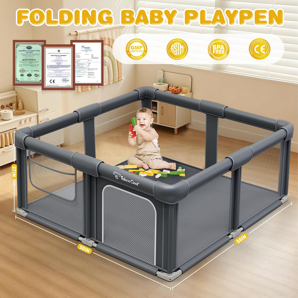 Foldable Baby Playpen with Mat G243357
