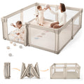 Light Khaki Foldable Baby Playpen P40133