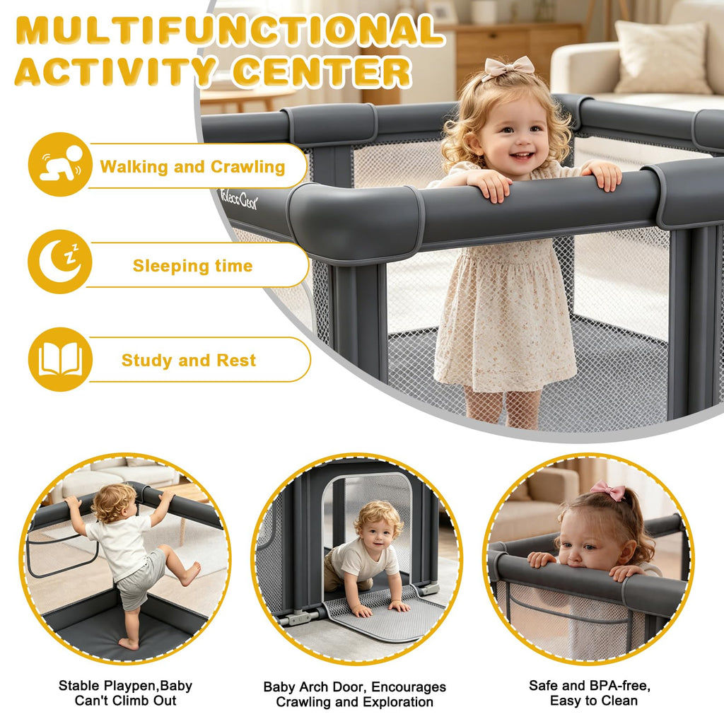 Foldable Baby Playpen with Mat G243357