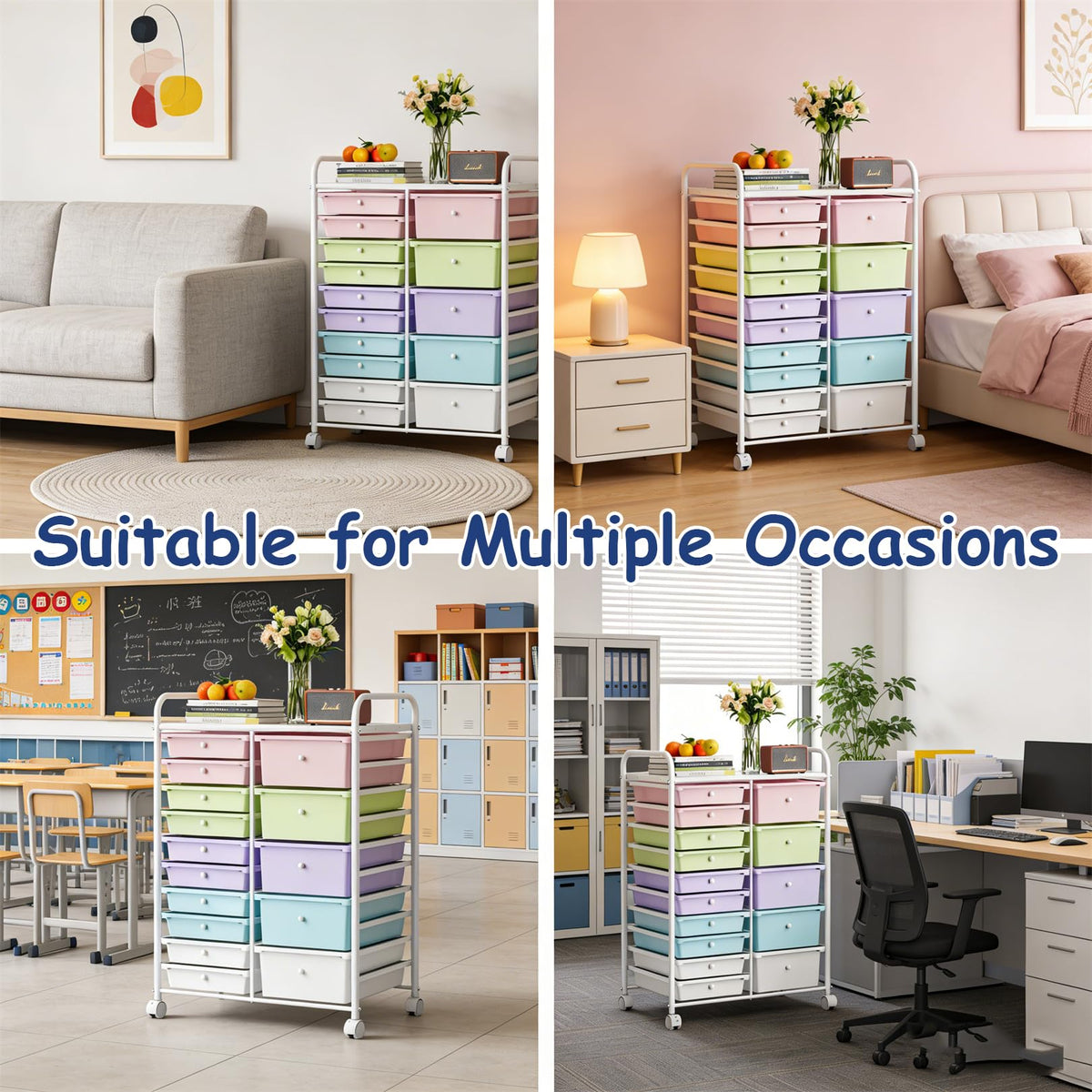 6 Drawers Rolling Storage Cart with Metal Frame C653843
