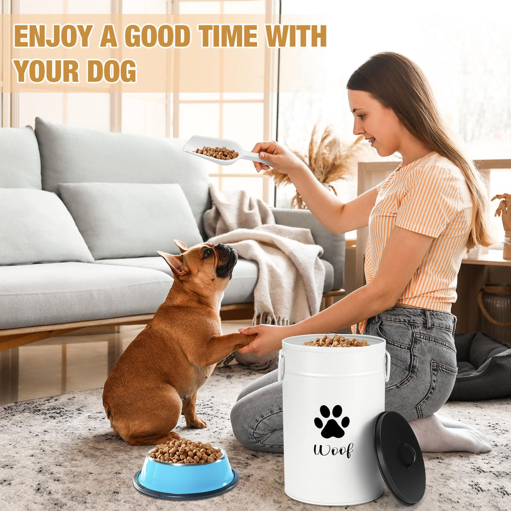 White Metal Dog Food Storage Containers Y210623
