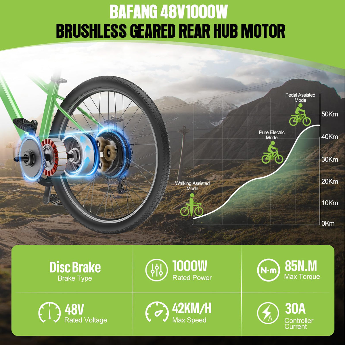 1000W Rear Hub Motor Fat Tire Ebike Conversion Kit I111252