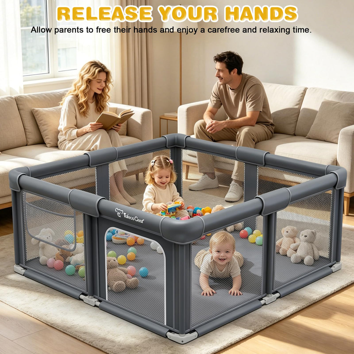 Foldable Baby Playpen with Mat G243357