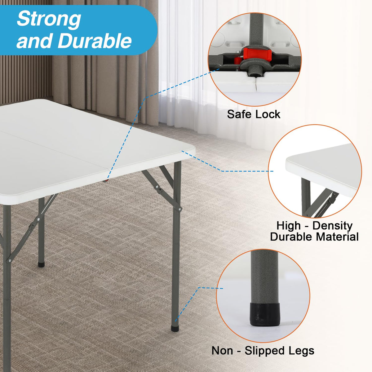34" White Portable Plastic Folding Table I181