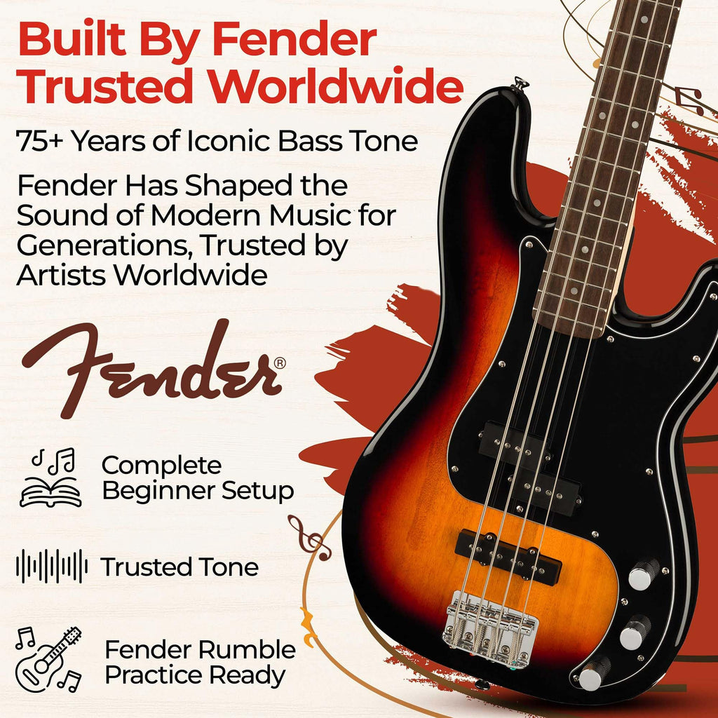 3-Color Sunburst Precision Bass with Amplifier, Cable, Gig Bag, Tuner, Strap U8720