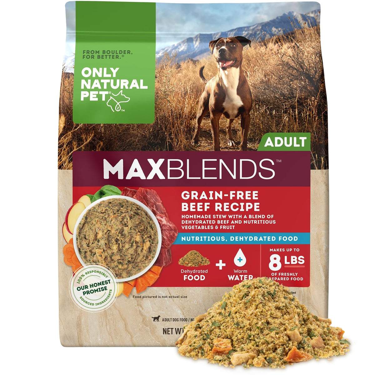 Grain Free Dehydrated Beef Recipe Dog Food 2 lb Bag A247467