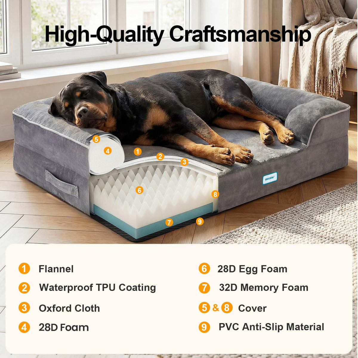 Extra Large Memory Foam Dog Bed T63495