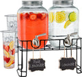 Glass Drink Dispenser with Stand, 1 Gallon, 2-Pack G433