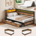 Twin Corner Bed Frame with Mattress and 2 Storage Drawers O511