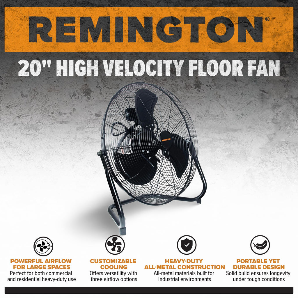 20 Inch 3 Speed Black Metal Floor Fan L626353