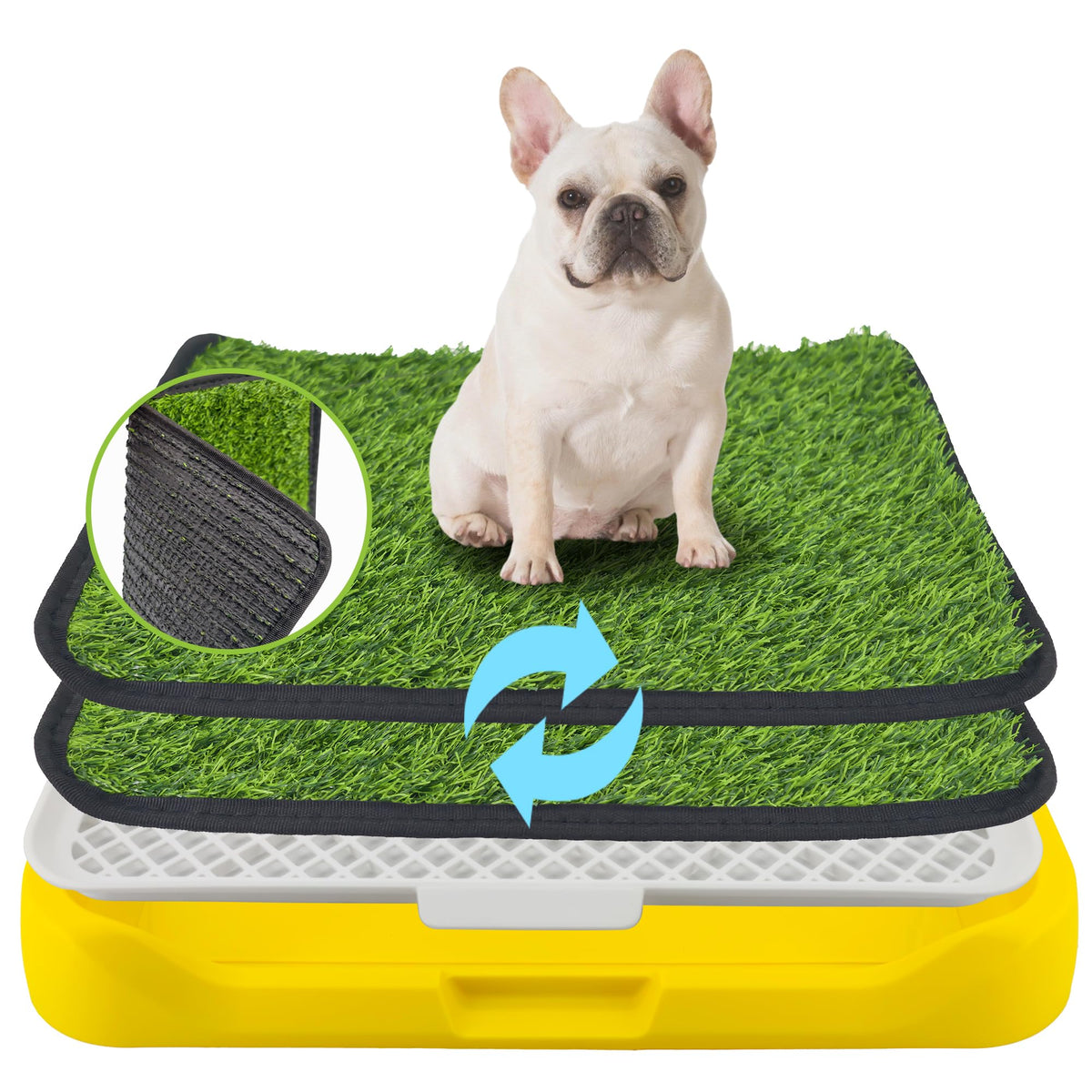 2 Pack 18"x14" Artificial Dog Grass Potty Pad with Tray D67315