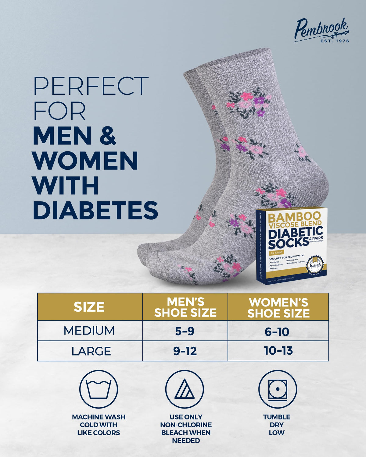 Breathable Bamboo Viscose Ankle Diabetic Socks 4 Pairs N16898