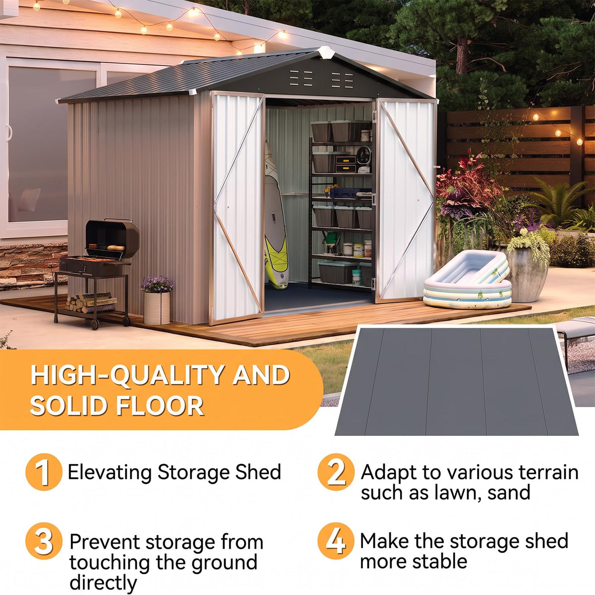 Brown Galvanized Steel Outdoor Storage Shed M353266