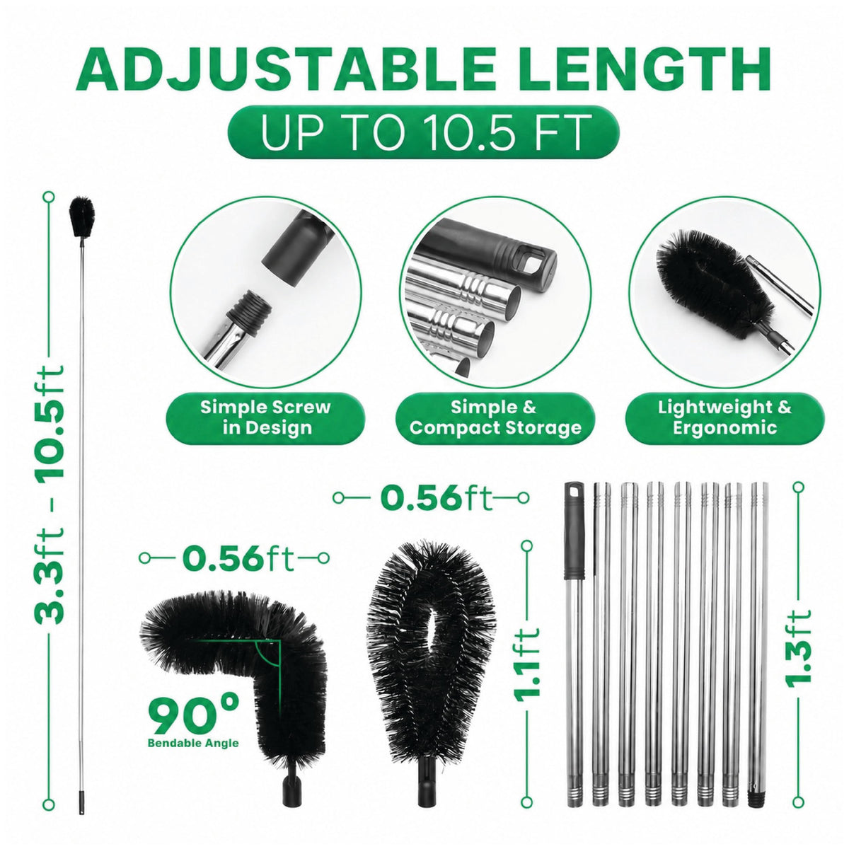 10.5 ft Adjustable Gutter Cleaning Tools with Pole S17124