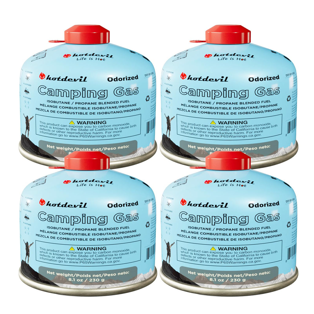 Isobutane Fuel Canister 230 Gram Camping Stove Fuel 8.1oz 4 packs O46045