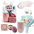 Spa Gift Set with Insulated Tumbler, Candle, Sleep Mask & Flower Bouquet Q457722