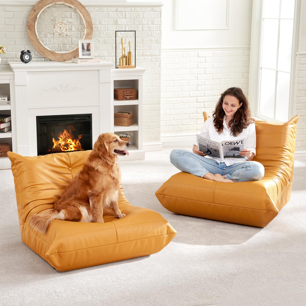 Leather Memory Foam Bean Bag Chair I316240