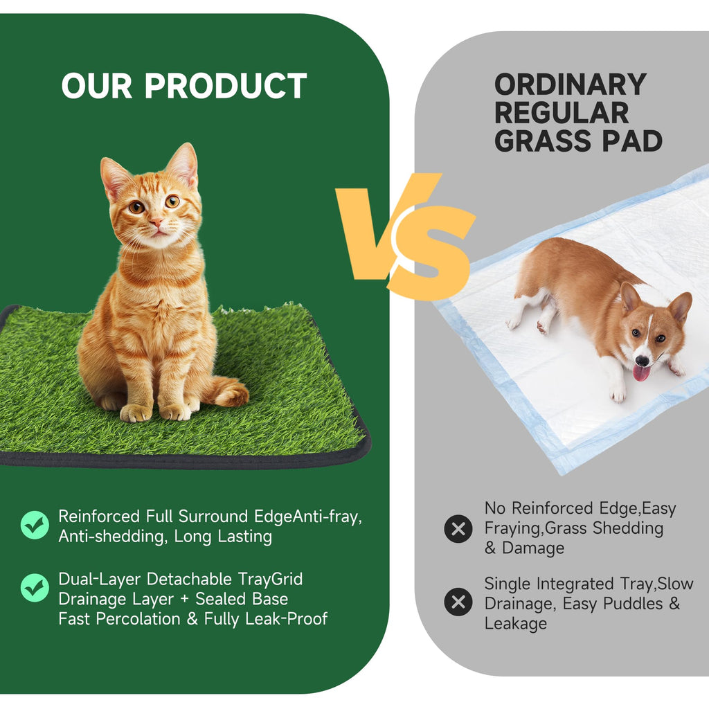 2 Pack 18"x14" Artificial Dog Grass Potty Pad with Tray D67315