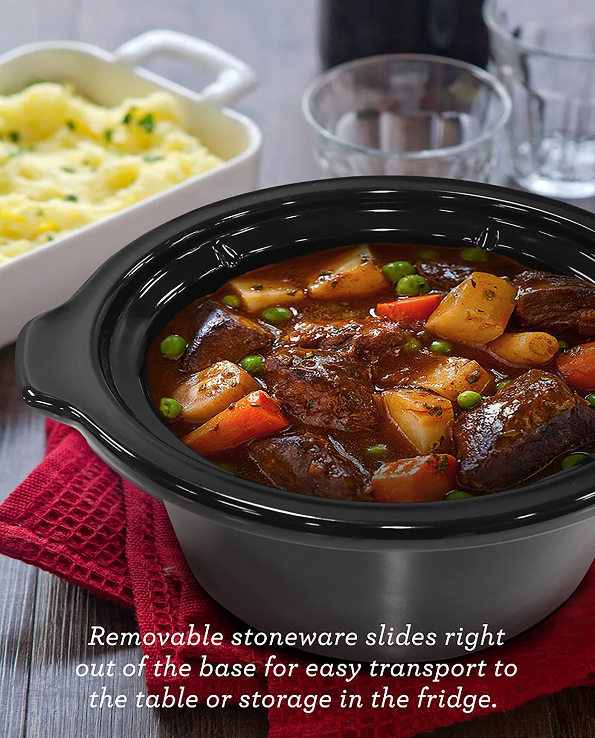 Electric Oval Slow Cooker, 2 Qt, Metallic Red S56185