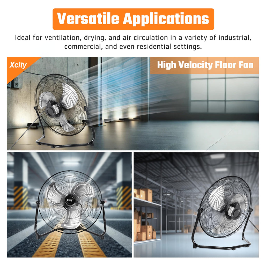 20 Inch Metal Industrial Floor Fan 4650 CFM 3-speed L209