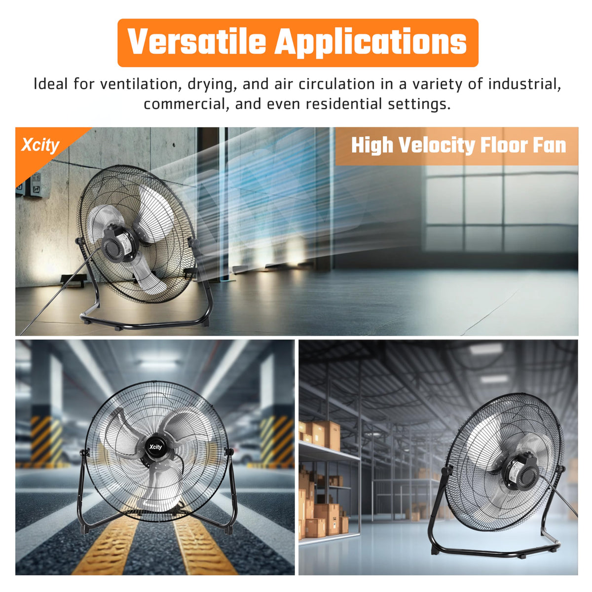 20 Inch Metal Industrial Floor Fan 4650 CFM 3-speed L209
