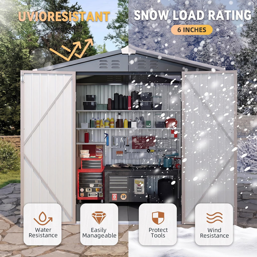 Brown Galvanized Steel Outdoor Storage Shed M353266