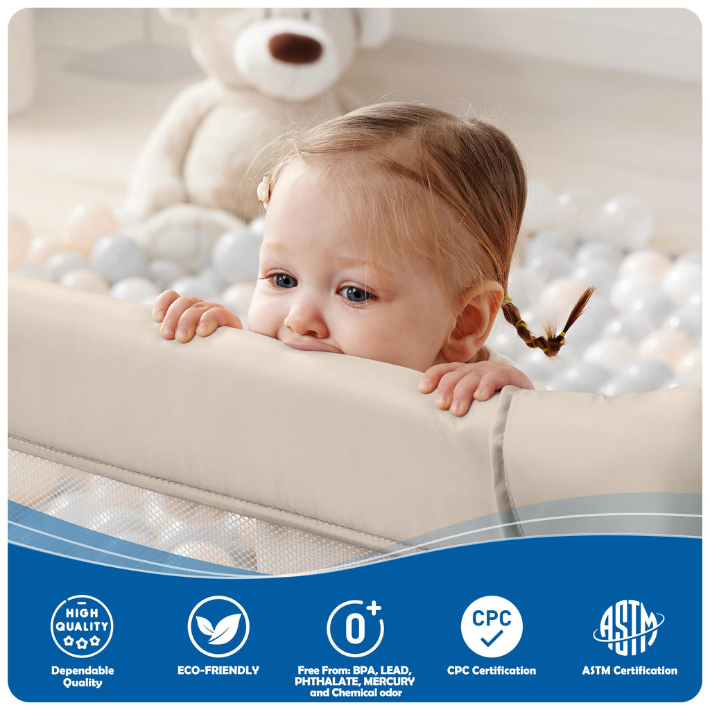 Light Khaki Foldable Baby Playpen P40133