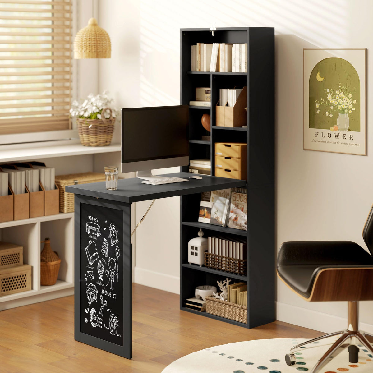 Black Foldable Convertible Computer Desk N396200