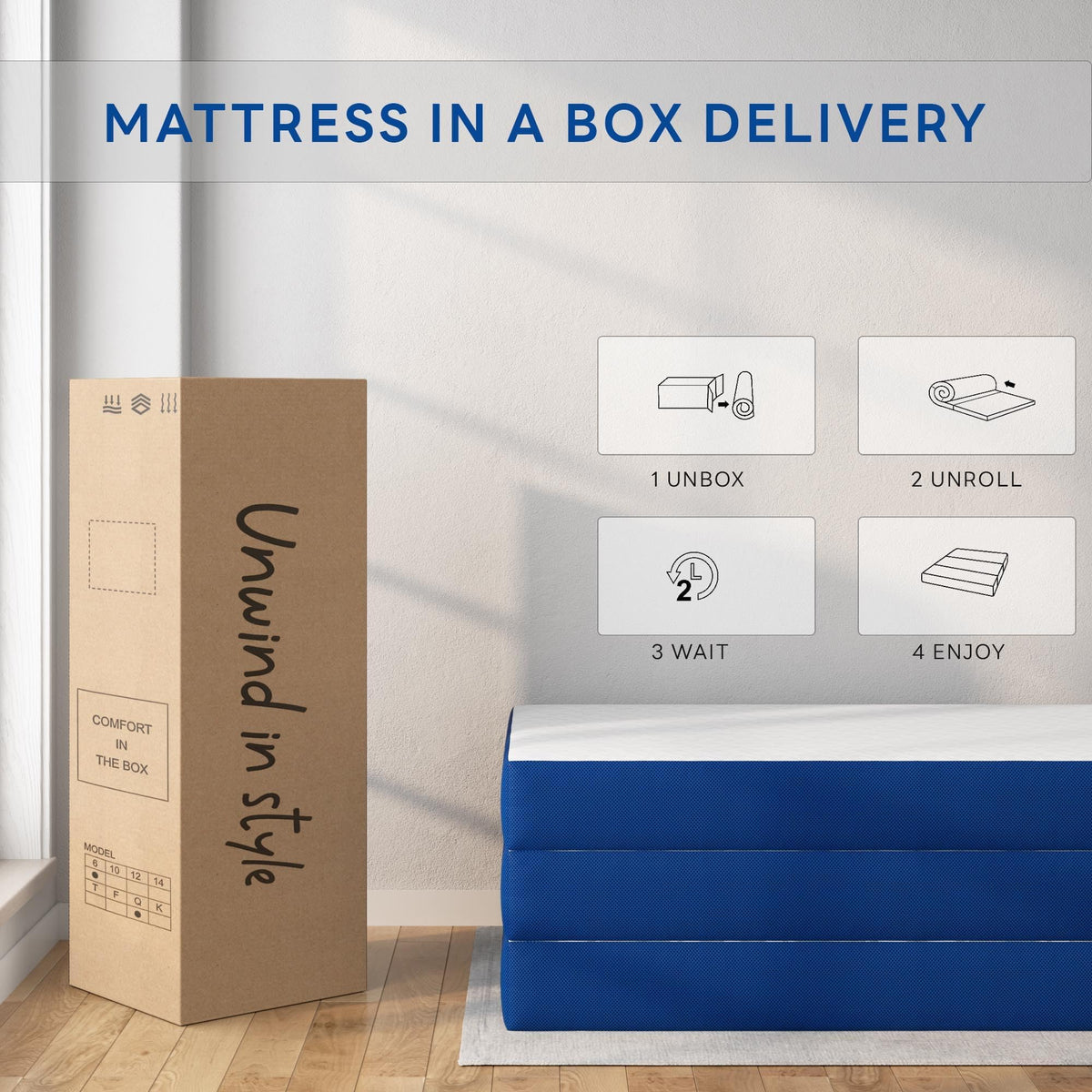 Queen 6 Inch Gel Memory Foam Trifold Mattress U457