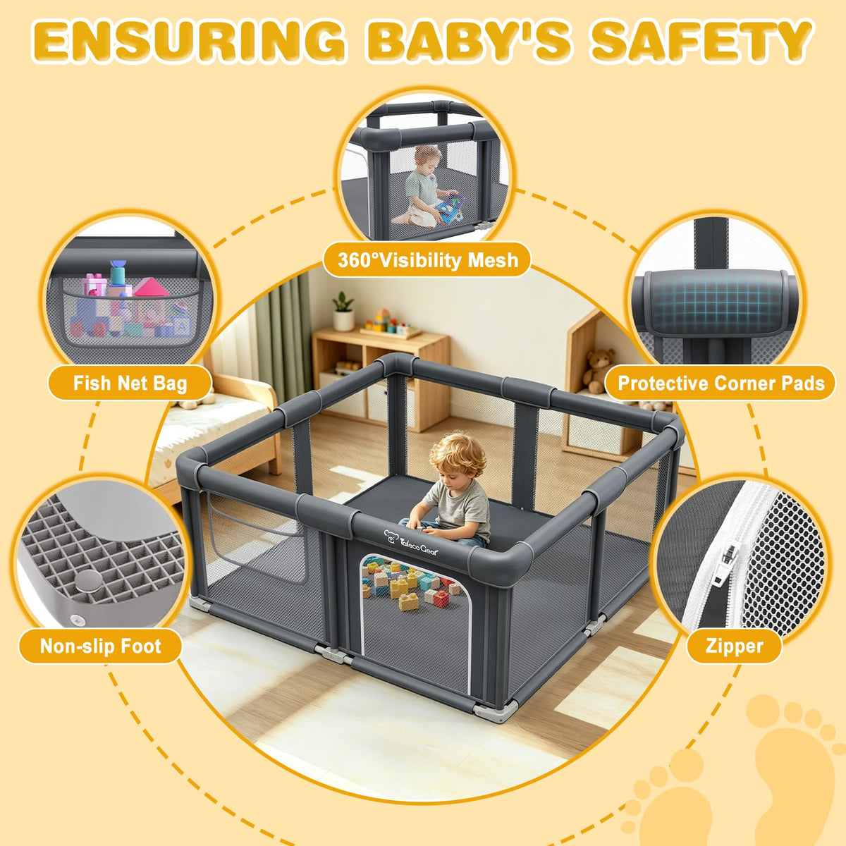 Foldable Baby Playpen with Mat G243357