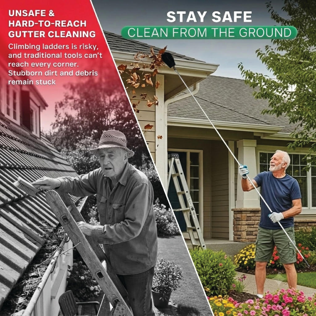 10.5 ft Adjustable Gutter Cleaning Tools with Pole S17124