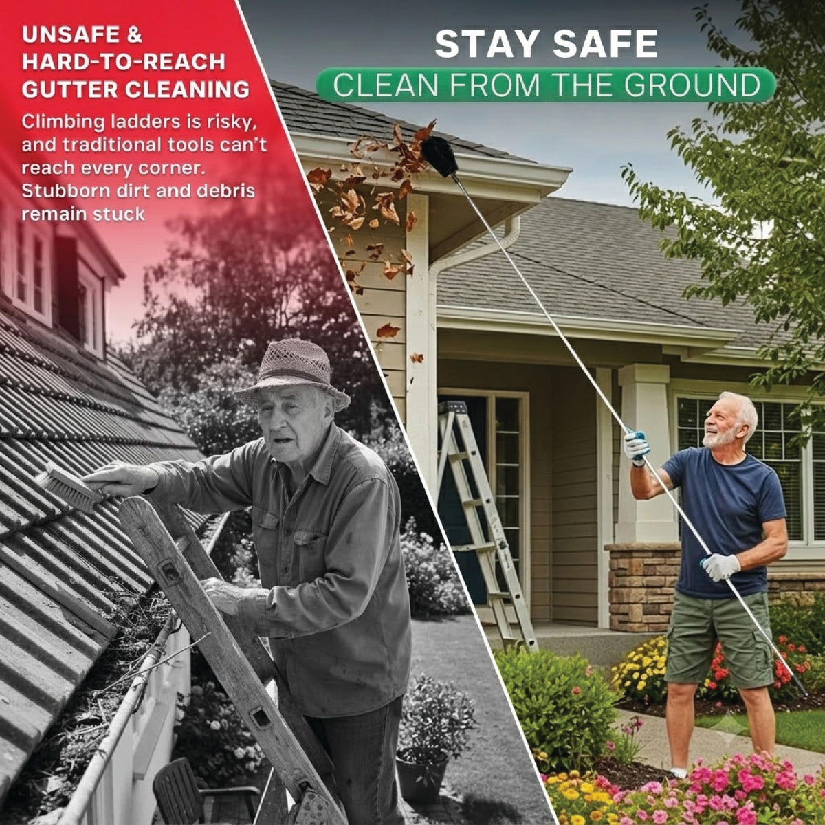 10.5 ft Adjustable Gutter Cleaning Tools with Pole S17124