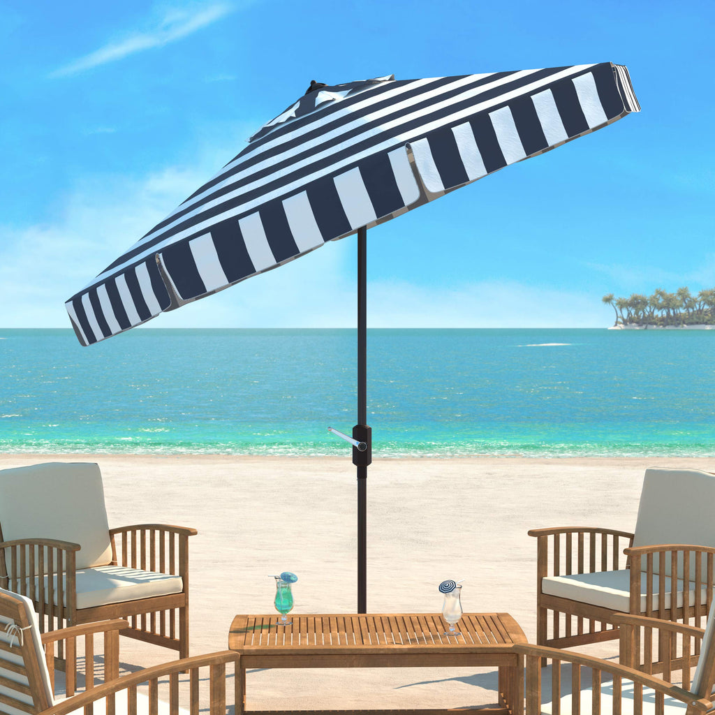 9 ft Navy White Patio Umbrella I400