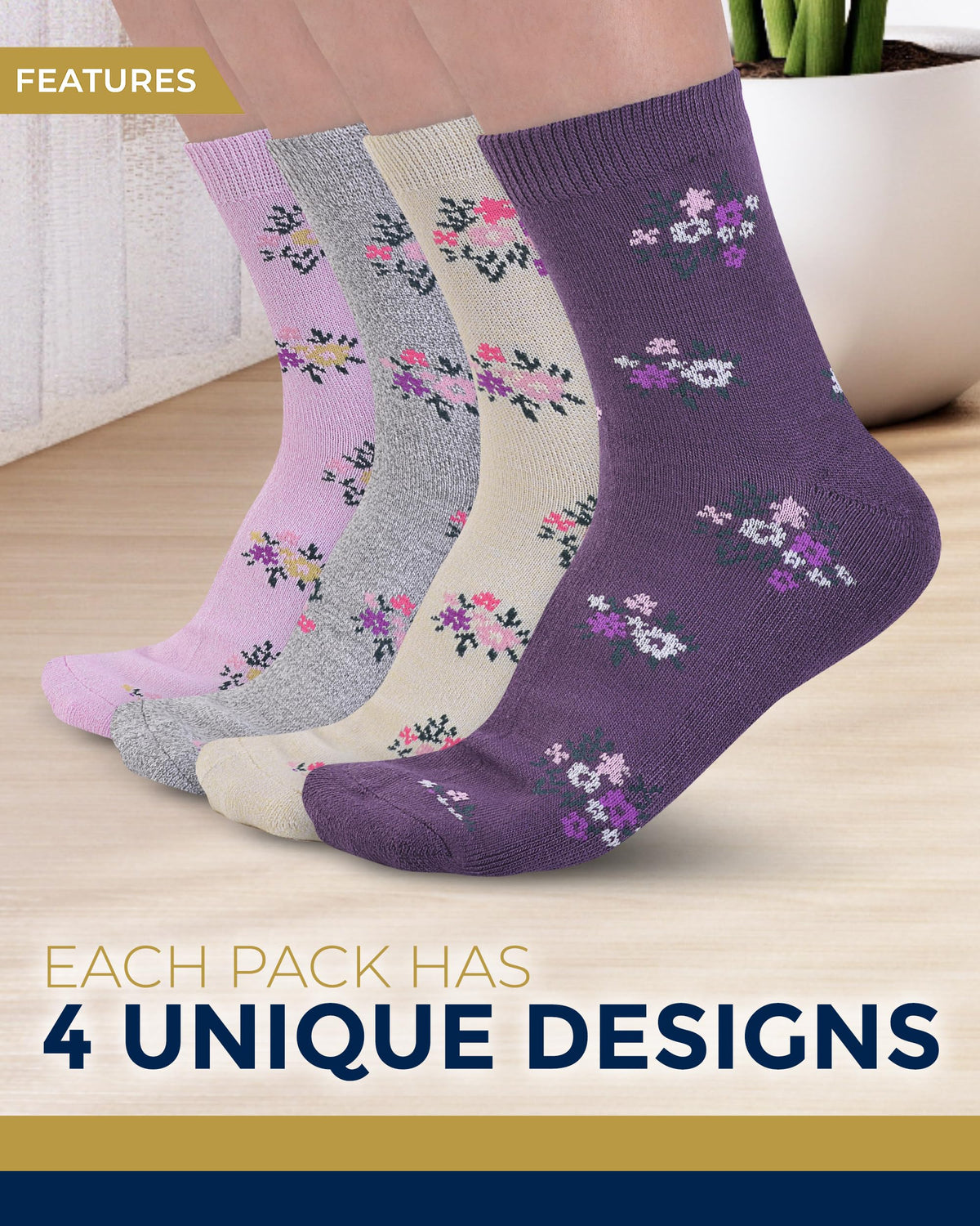 Breathable Bamboo Viscose Ankle Diabetic Socks 4 Pairs N16898