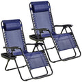 2-Pack Navy Blue Zero Gravity Lounge Chair Recliners V656