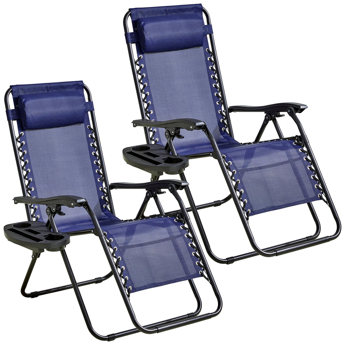 2-Pack Navy Blue Zero Gravity Lounge Chair Recliners V656
