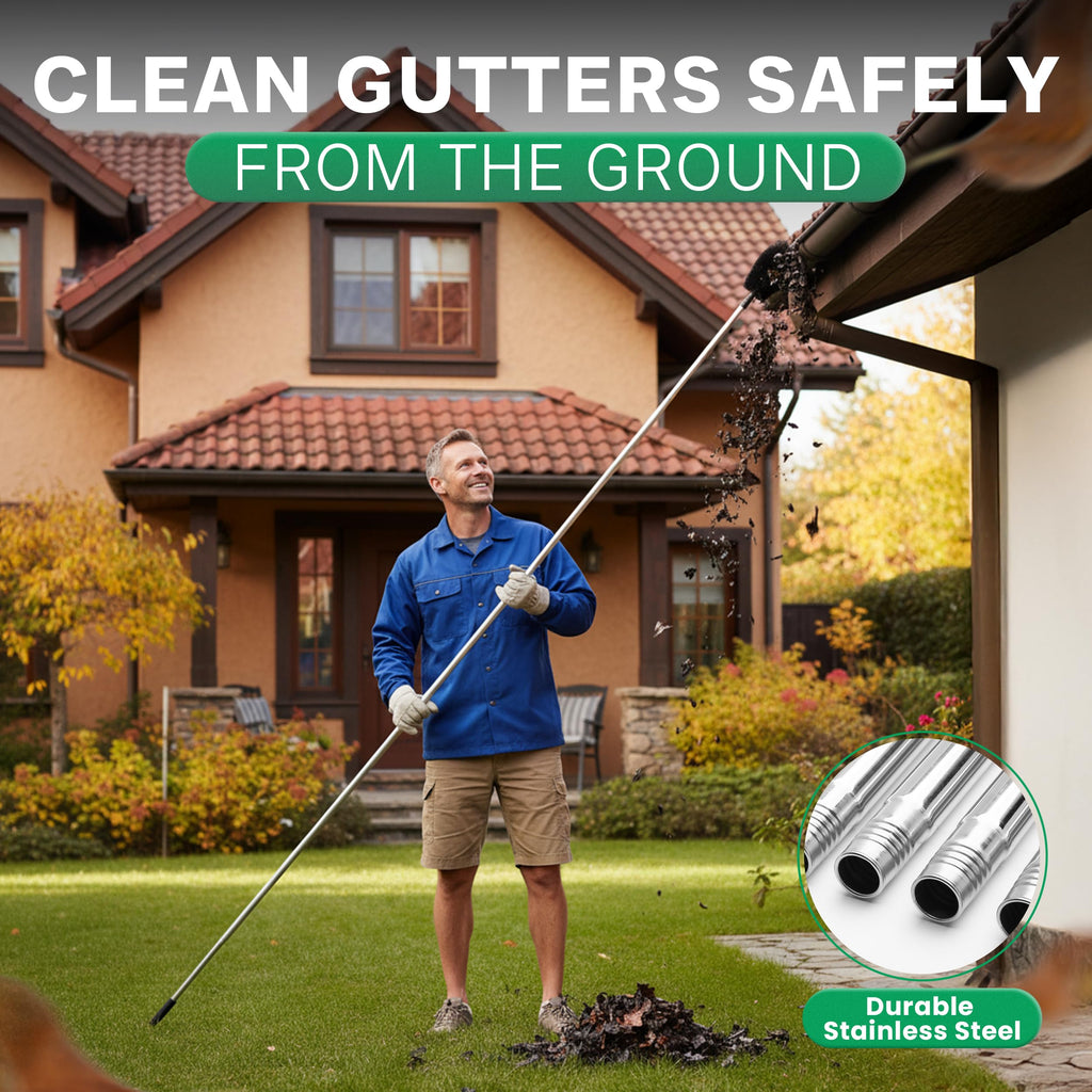 10.5 ft Adjustable Gutter Cleaning Tools with Pole S17124