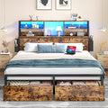 Queen Bed Frame with Storage Headboard and 2 Drawers A1922