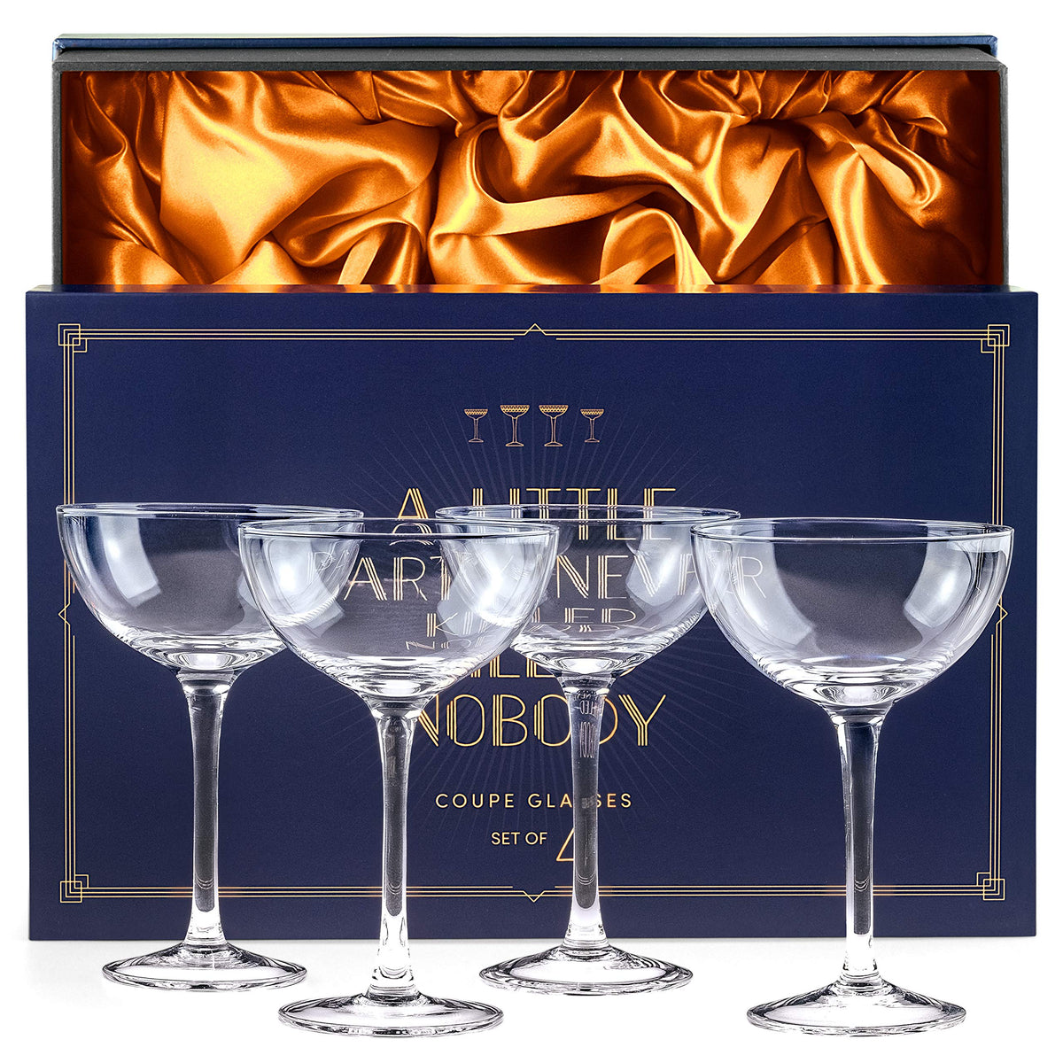 Set of 4 Vintage Crystal Champagne Coupe Glasses W67827